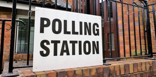 A poling station sign